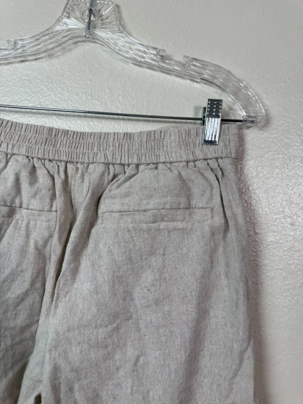 Banana Republic Wide Leg Cropped Linen Blend Pants size XS Flax Beige Minimalist